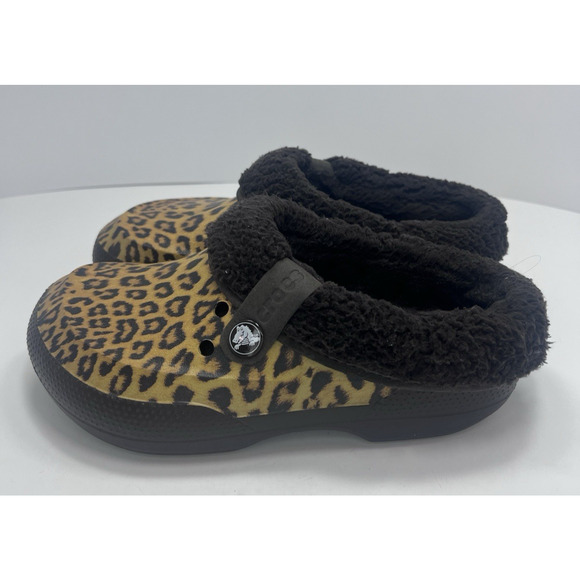 Crocs Unisex Classic Blitzen Animal Print Lined Clog Size M-5 W-7 Winter - Picture 1 of 9